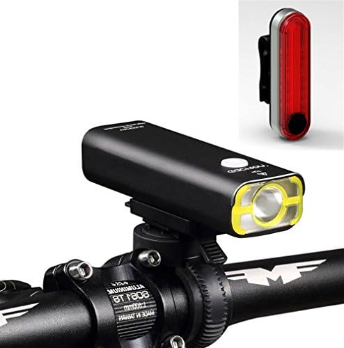 JerryMart SUPER BRIGHT USB Rechargeable Bike Light Sets - Bicycle Headlight (400 Lumens) come with FREE USB Rechargeable TAIL LIGHT(80 Lumens) LED Tail Light, Quick Release Flashlight Set
