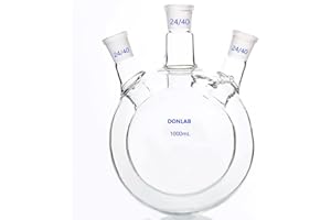 DONLAB CFJ-1000 Glass 1000ml/1L Jacketed Reaction Flask Double Layer Spherical Reaction Flask Full Wrapped with Three 24/40 G