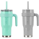 Reduce 40 oz Mug Tumbler, Stainless Steel with Handle - BPA Free - (Green and Gray), 2 Count (Pack of 1)
