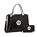 Women Fashion Satchel Handbags with Wallet Designer Briefcase Purse Large Tote Bag Shoulder Bag for Ladies (04-6900-Black)