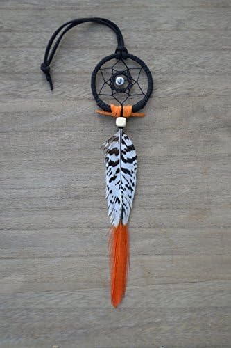 Personalized 2" Black Orange Car Native American Dream Catcher Handmade