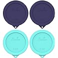Sophico 2 Cup Round Silicone Storage Cover Lids Replacement for Anchor Hocking and Pyrex 7200-PC Glass Bowls (Container not Included) | Navy Blue-Mint | 4 Pack