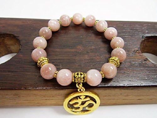Peach Moonstone Bracelet, Third Eye & Crown Chakra Bracelet, Peach Moonstone Yoga Meditation Bracelet, Peach Moonstone Intuition Bracele