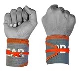 Wrist Wraps For Fitness, Cross Training, Exercise, Bodybuilding, Olympic Weightlifting - Colors for Men and Women - Once Size Fits All - 100% (Gray/Orange)