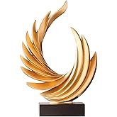 XYQXYQ Modern Home Decor Abstract Decorative Sculpture,Gold Ocean Wave Statue,Resin Wing Statue, Living Room Dining Room Office Coffee Table Bookshelf Shelf Decor Aesthetic (Gold)