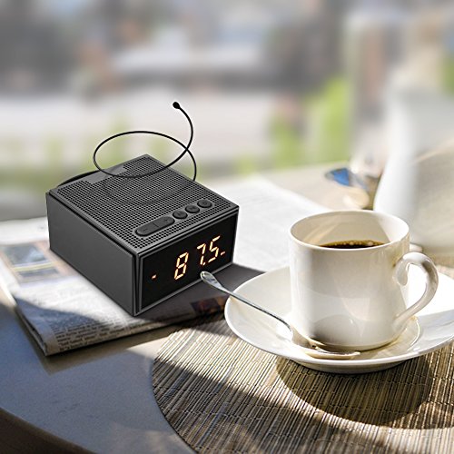 Alarm Clock Radio with Bluetooth Speaker - Digital Dimmable Clock Radio with 4 Alarm(Skip Weekend) for Bedroom,Wake to Micro SD Song/FM Radio,8W Wireless Speaker V4.2 with Mic for iPhone/Android - Thumbnail 4