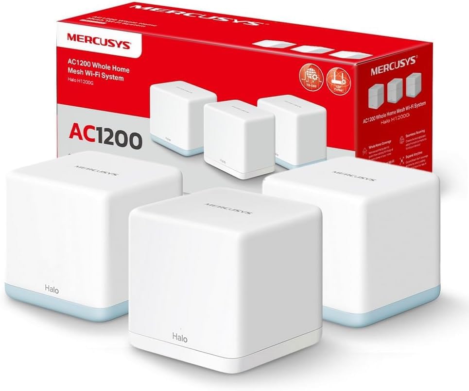 Halo H1200G(3-Pack)-Sistema WiFi 5 Mesh, AC1200, Doble Banda,500m²