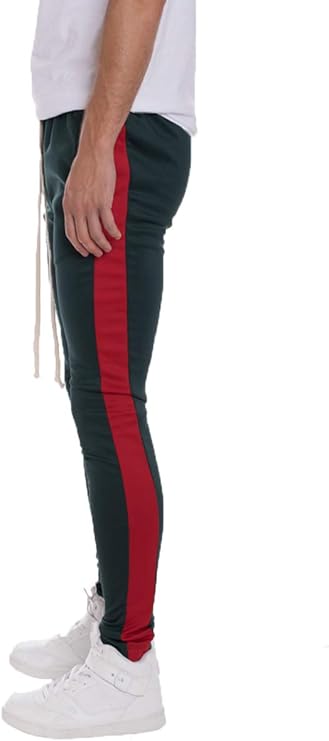 green joggers with red stripe