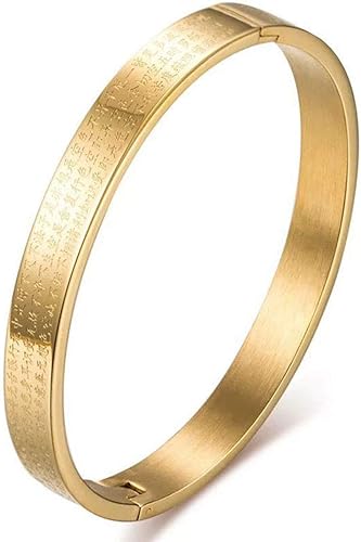 Amazon Rockyu 般若心経バングル ブレスレット メンズ レディース ゴールド 金 仏教 心経 経文腕輪 刻印 お守りブレスレット 厄除け 開運 人気 アクセサリー ジュエリー 通販