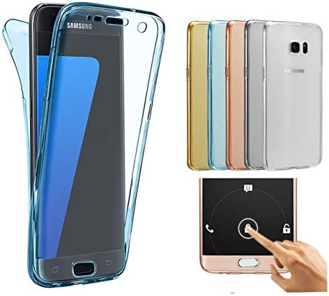 Samsung S7 edge Case ,360 Degree Full Coverage Clear Crystal Gel TPU Case (Blue)