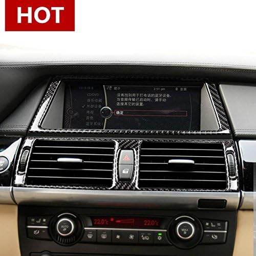 Carbon Fiber Console GPS Navigation & Air Vent Frame Cover For BMW X5 X6 E70 E71