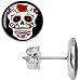 Body Candy Stainless Steel White Sugar Skull Stud Earrings