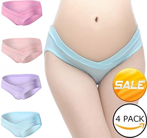 YUNF Women's Under Bump Maternity Panties Healthy Underwear Multi Pack(4pc-1 L)