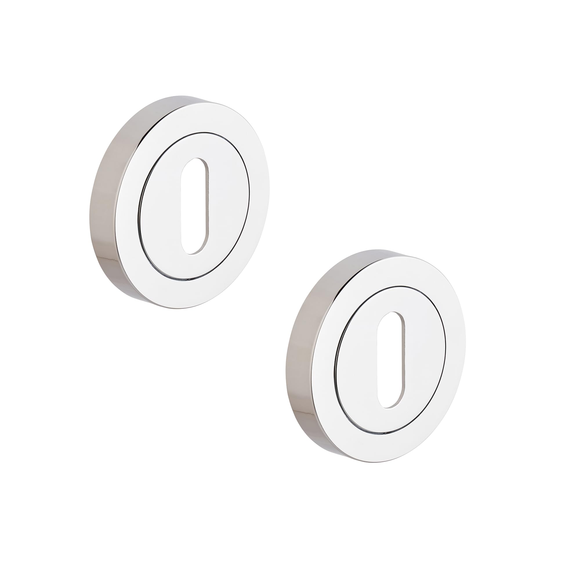 1 Set - 50 mm Escutcheon Euro Lock Keyhole Cover for Protecting Your Door from Key Marks & Scratches - Screws Included - Chrome Finish - Designer Levers