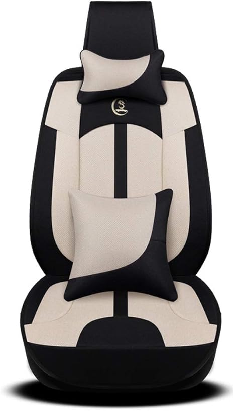 Amazon Co Jp 取り外し可能な枕付きカーシートカバー 座席装飾用滑り止めカーフロントシート ほとんどのカーセダンsuvバン フルセット Color Beige ホーム キッチン