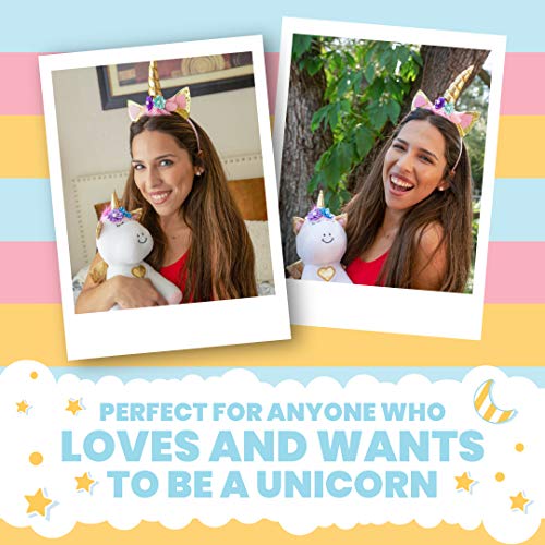 Light Autumn Unicorn Gifts - Unicorn Stuffed Animal - Unicorn Toys for Girls Any Year Old - Bonus Headband and Stickers with Plush Stuffed UnicornToy - Perfect for Any Gift or Party!