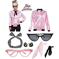 Retro 1950s Pink Ladies Polka Dot Style Headband Costume Accessories Set