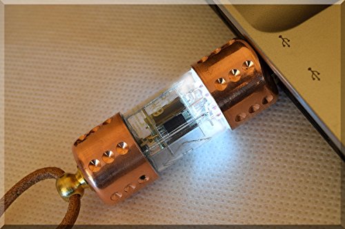 Handmade 128GB USB 3.0 WHITE Pentode Radio Tube USB Flash Drive with chain and stand. Steampunk/Industrial Style (Tags: Stick Thumb Pen Key Storage Memory. Retro Vintage Gadget for PC Smart TV)