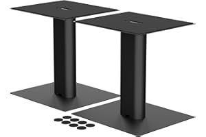 Suptek 9.4 x 8.2 Desktop Speaker Stands – Pair for Bookshelf & Desktop Speakers – 10" Height – Sturdy Base for Studio Monitor