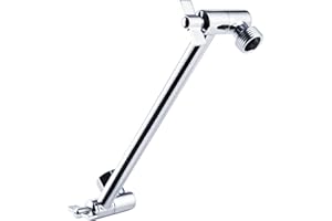 RLKDKJ Heavy Duty Adjustable Shower Arm, 11" Brass Extension with Gear Lock Teeth & Swivel Nut, Strong Load Support, No Sagging, Keeps Shower Head Straight, Leak-Free, G1/2 Universal (Chrome)