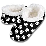 Snoozies Womens Fleece Lined Footies, Dog Paw Prints