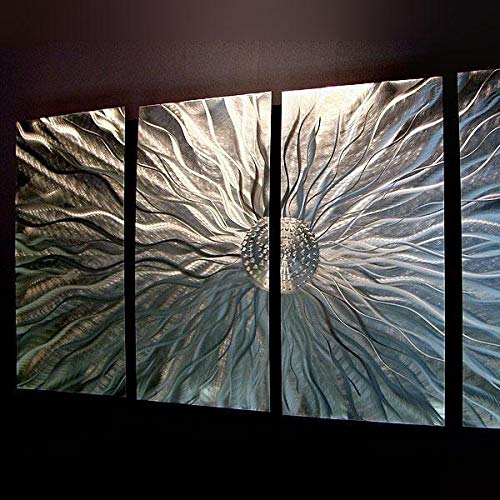 Abstract Silver Metal Wall Art Sculpture MultiPanel Modern Home