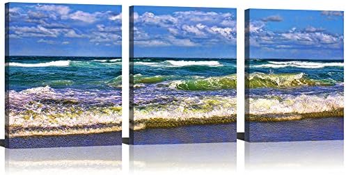 ModeArt Canvas Print Wall Art Painting for Home Decor Blue Sky Ocean Sea Canvas Wall Art Framed Artwork for Living Room Decoration 12"x16"x3