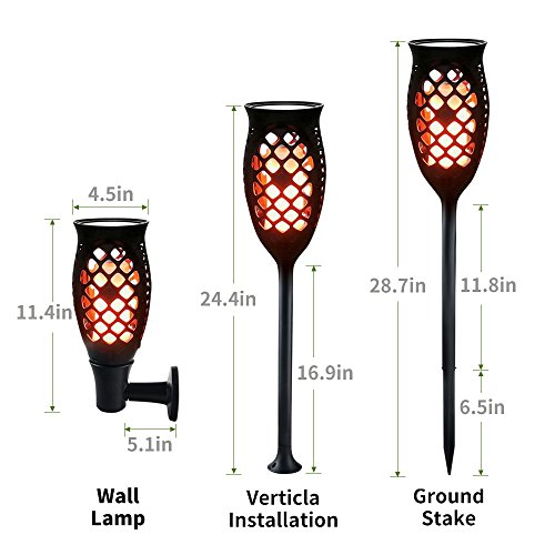 image for PeiLight Solar Lights Outdoor Torch Light 3 Modes Dancing Flames Water