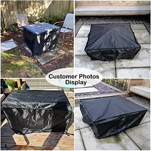POMER Fire Pit Cover, 28inch Square Gas Firepit Covers for Propane Fire