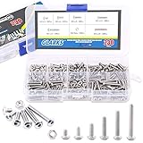 Glarks 230Pcs M3 Stainless Steel Allen Hex Drive Button Head Socket Cap Bolts Screws Nuts Assortment Kit (M3)