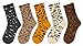 Bienvenu 5 Pairs Leopard Print Stockings Abstract Zebra Animal Colorful Funny Warm Casual Knit Socks for Women, Yellow