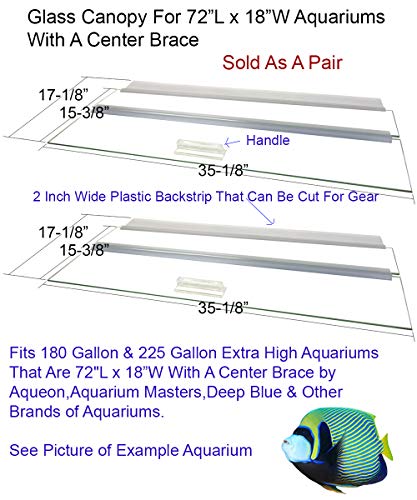 Blue Spotted Glass Canopy for Aquariums with and Without Center Braces, 10 Gallon to 200 Gallon Aquariums (Tank with Center Brace, 72″ L x 18W)