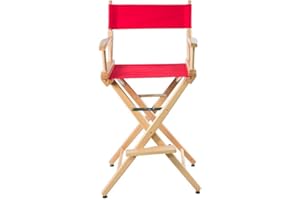Filmcraft Professional Grade Studio Director's Chairs (30" Bar Height, Natural Finish, Red Canvas)