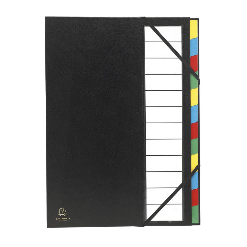 Exacompta - Ref 55340E - Harmonika Expanding Multipart File - 235 x 330mm in Size, Suitable for A4 Documents, 225gsm Card, 12 Compartments - Assorted Colours (Pack of 6)