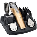 FARI All In One Multifunctional Rechargeable Electric Hair Trimmer Grooming Kit Nose Ear Beard Clipper and Mustache Trimmers Shaver Suit Hair Cutter for Barbers Salon with Fast Charge Champagne Color