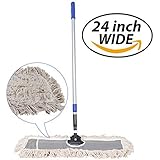 JINCLEAN™ 24" Industrial Class Cotton Floor Mop | Dry to Attract dirt, dust Or Hardwood Floor Clean, Office, Garage Care, Telescopic Pole Height Max 59" (24" x 11" Cleaning Path Industrial Mop)