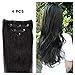 Clip in Hair Extensions Remy Human Hair for Women - Silky Straight Human Hair Clip in Extensions 4pieces Off Black #1B Color, 14 Inch (50 Gram)
