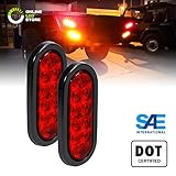 2pc 6" Red Oval LED Trailer Tail Light Kit [DOT FMVSS 108] [SAE S2TSI6P2] [Grommet & Plug Included] [IP67 Waterproof] [Stop Turn Tail] Trailer Brake Lights for Boat Trailer RV Trucks