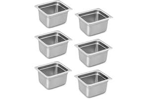 Aplancee 1/6 Hotel Pans 4 Inch Deep Stainless Steel Food Pan - Anti-Jam 6 Pack Steam Table Pan Set for Catering, Buffet Use, Kitchen Prep