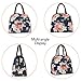Buringer Reusable Insulated Lunch Bag Cooler Tote Box with Front Pocket Zipper Closure for Woman Man Work Picnic or Travel (Red Flowers)