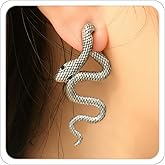 Snake Earrings for Women Goth Earrings Halloween Accessorie Jewelry Dangle Medusa Costume Vintage Gothic Earring Front Back