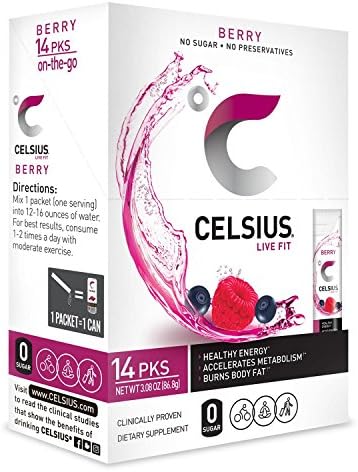 Celsius On-The-Go 14ct Packets 2/pack Orange and Berry Bundle (Berry and Orange)