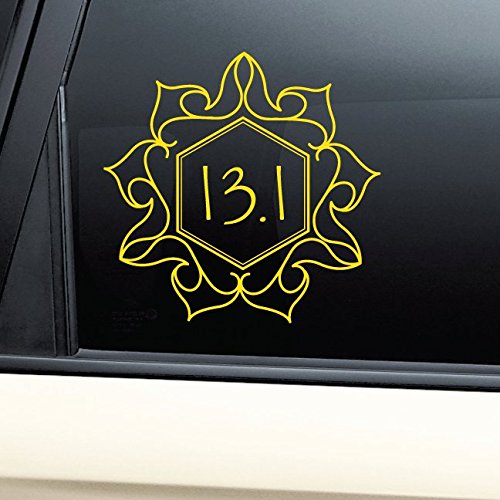13.1 Half Marathon Floral Flower Vinyl Decal Laptop Car Truck Bumper Window Sticker - Yellow