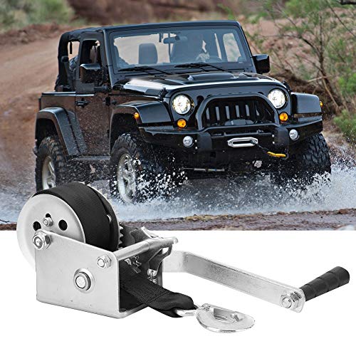 Qiilu 600lbs Heavy Duty Hand Winch Hand Crank Strap Gear Hand Winch Polyester Strap Compatible with ATV Boat Trailer - Image 5