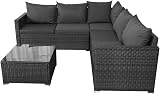 Panana 5 Seater Rattan Garden Corner Sofa Set with Coffee Table Grey view 8