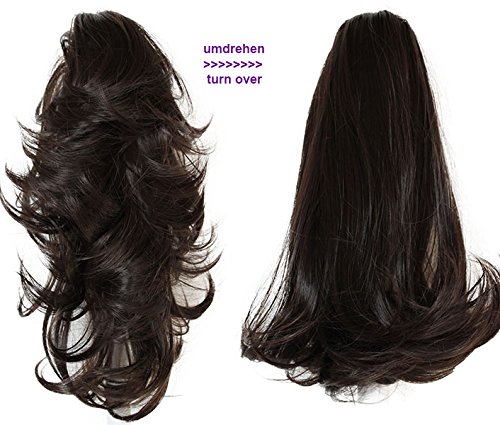 PRETTYSHOP 14" OR 18" Hair Piece Clip On Pony Tail Extension 2 IN 1 Curled Wavy Heat-Resisting dark brown chololate #4A H302