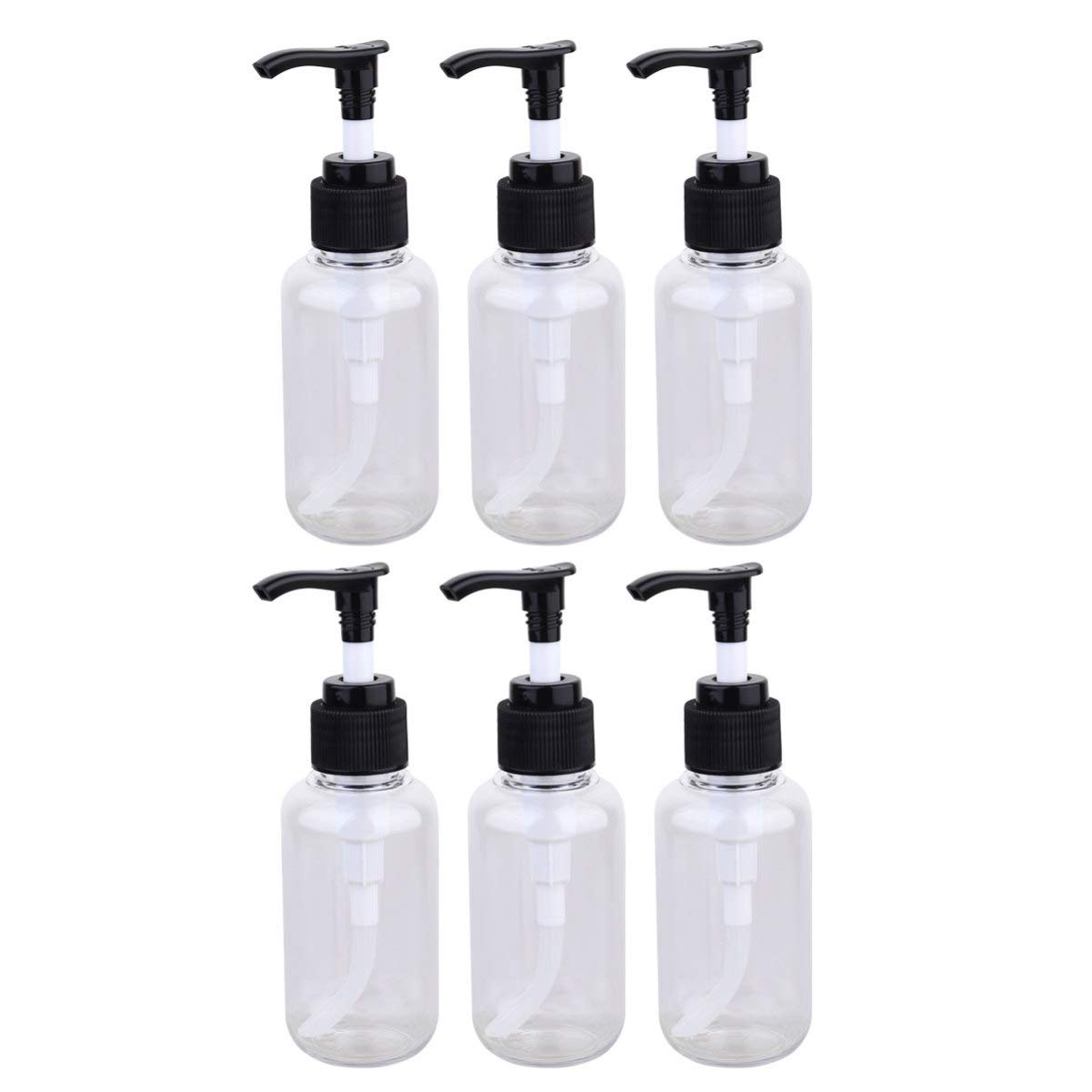 Lurrose 6Pcs 100ml Empty Plastic Pump Bottles Practical Pump Bottle Refillable Containers for Emulsion Shampoo or Body Wash (Transparent)