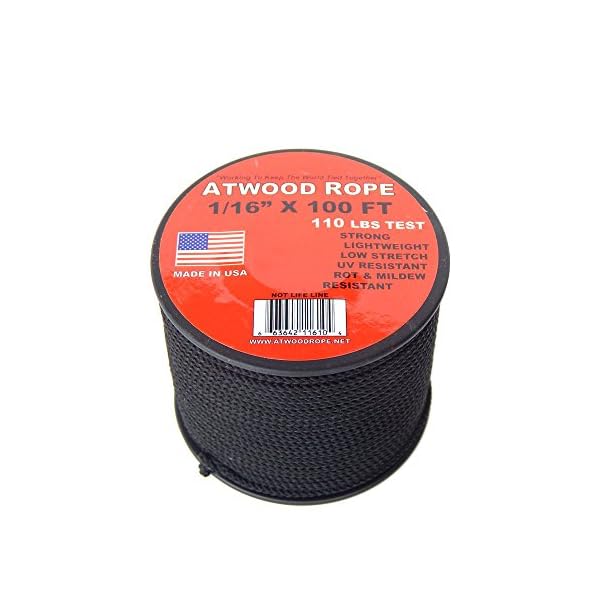 Atwood-Rope-116-inch-Microcord-100-foot-spool-Mosquito-Cord-2mm-paracord-Micro-Parachute-Cord-BLACK