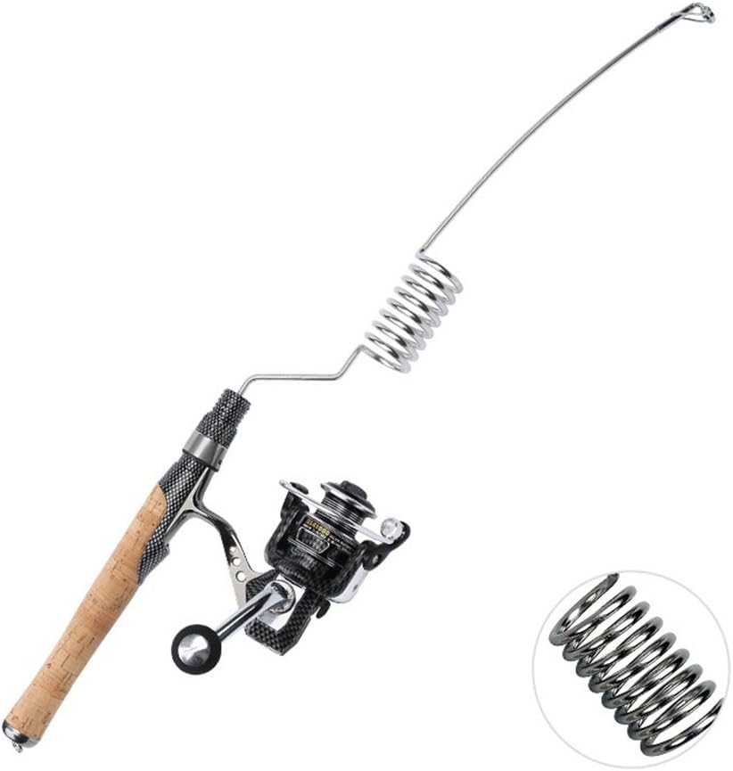 Emmrod Elastic Fishing Rod and Reel Combos 1000 Type All Metal Spinning Wheel Cork Handle Sea Pole Ultra Short Portable Fishing Rod MZ-8C-SG
