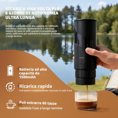 Travel Coffee Maker Compatible with 3.5 x 2.8 cm Capsules and Ground Coffee, 3 in 1 Portable Coffee Machine with 100 ml Water Tank, Capsule Coffee Maker for Espresso 20Bar Refillable